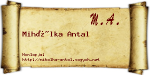 Mihálka Antal névjegykártya